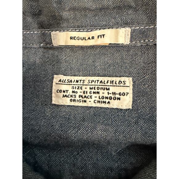 All Saints Spitalfields Co Vintage Mens Chambray Quilted light Shirt Jacket Sz-M - Picture 4 of 11